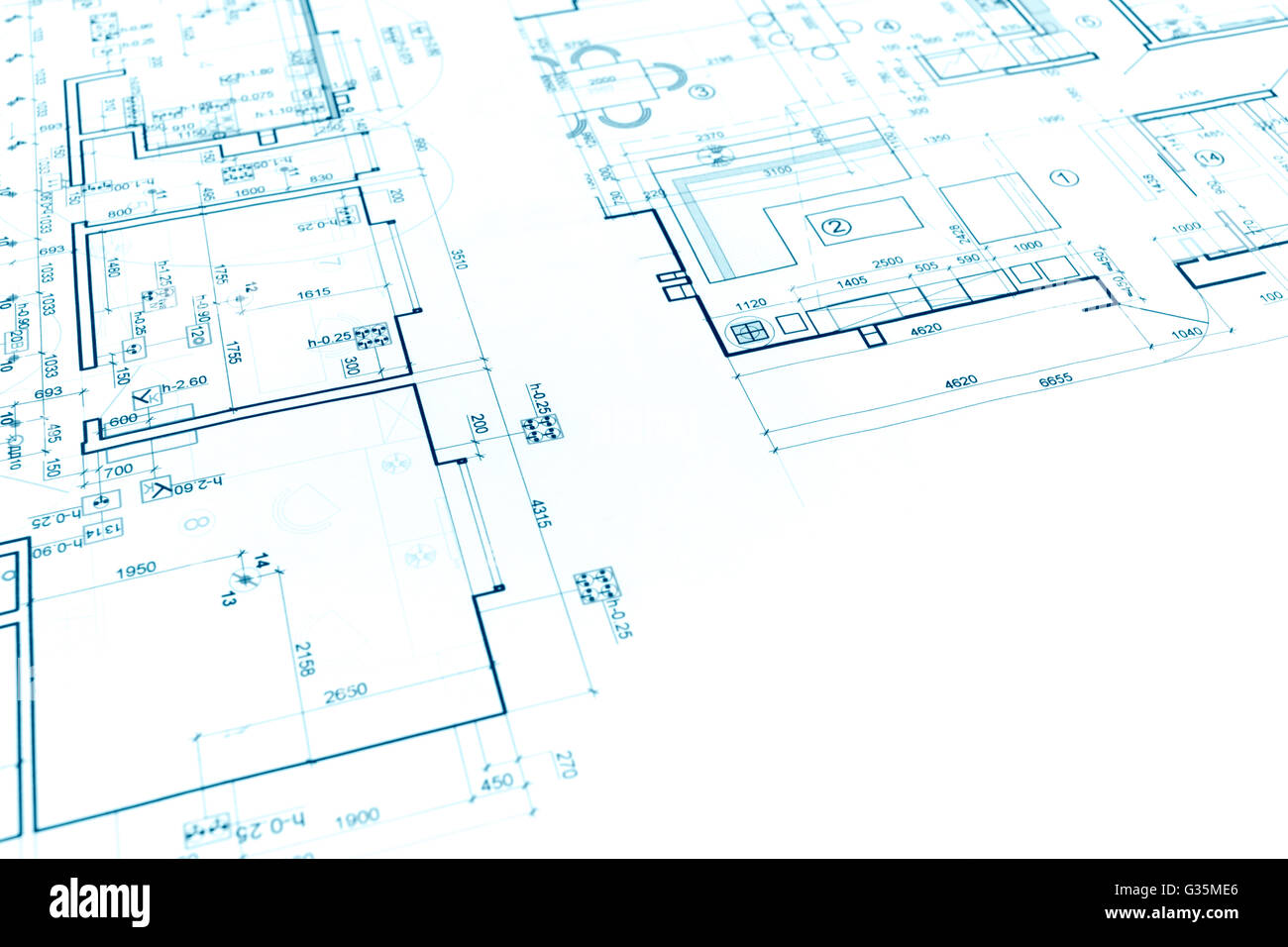 floor plan project, technical drawing, construction blueprint background Stock Photo