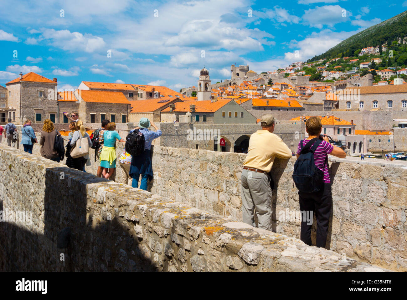 Gradske zidine, the city walls, at Pustijerna, Grad, the old town, Dubrovnik, Dalmatia, Croatia Stock Photo