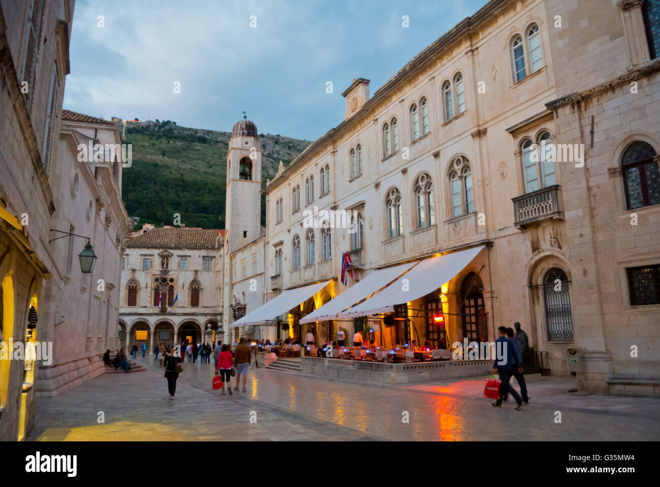 Pred Dvorom street, near Luza square, Grad, the old town, Dubrovnik, Dalmatia, Croatia Stock Photo