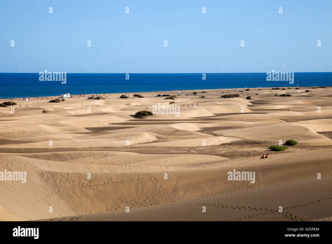 Dunas de Maspalomas and Playa del Ingles, Gran Canaria island, Canary archipelago, Spain, Europe Stock Photo
