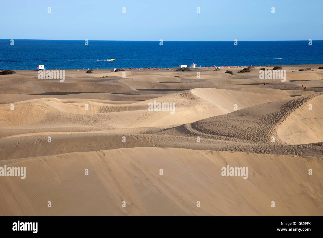Dunas de Maspalomas and Playa del Ingles, Gran Canaria island, Canary archipelago, Spain, Europe Stock Photo