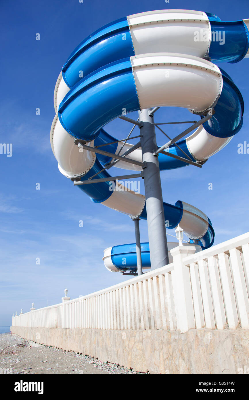 The curved water slide built straight on a beach (Alanya, Turkey Stock Photo Alamy