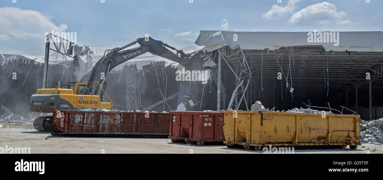 Demolition of Lowe's Home Improvement store in Gainesville, Florida. A