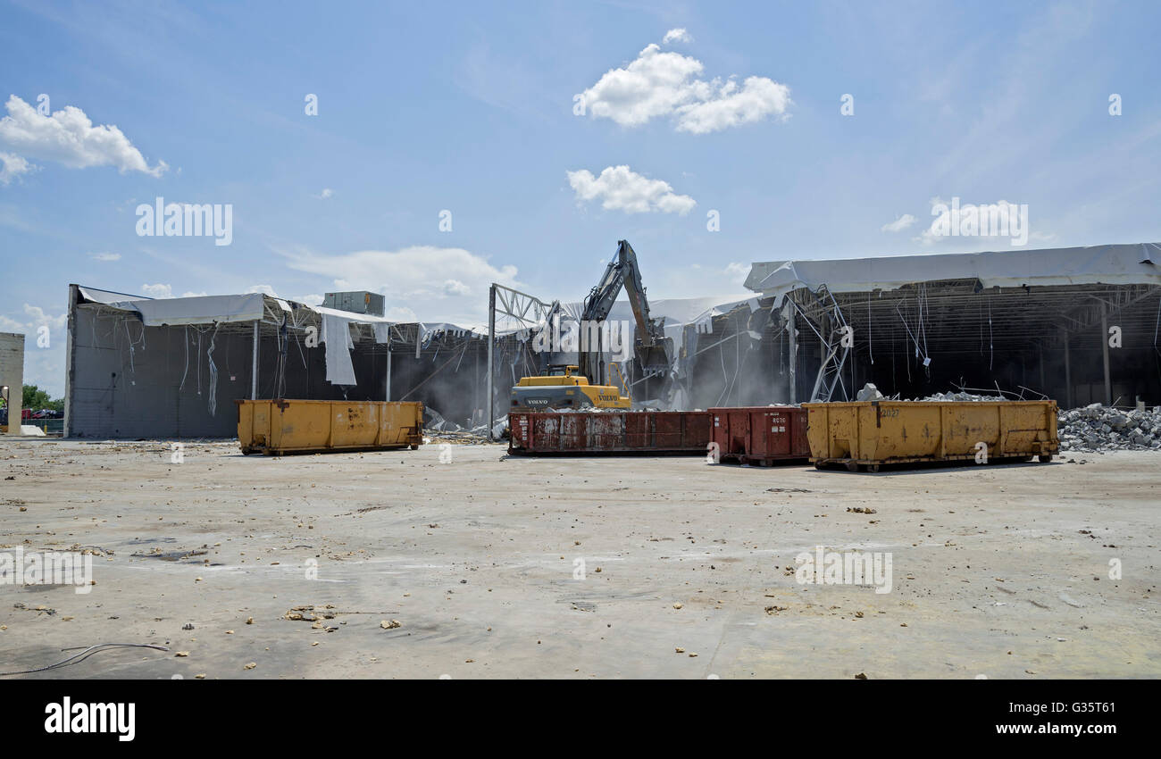 Demolition of Lowe's Home Improvement store in Gainesville, Florida. A