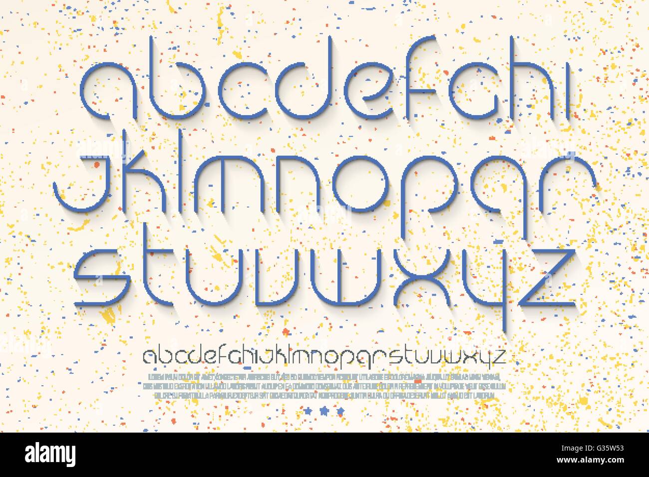 set of stylish, thin line alphabet letters over white paper Stock