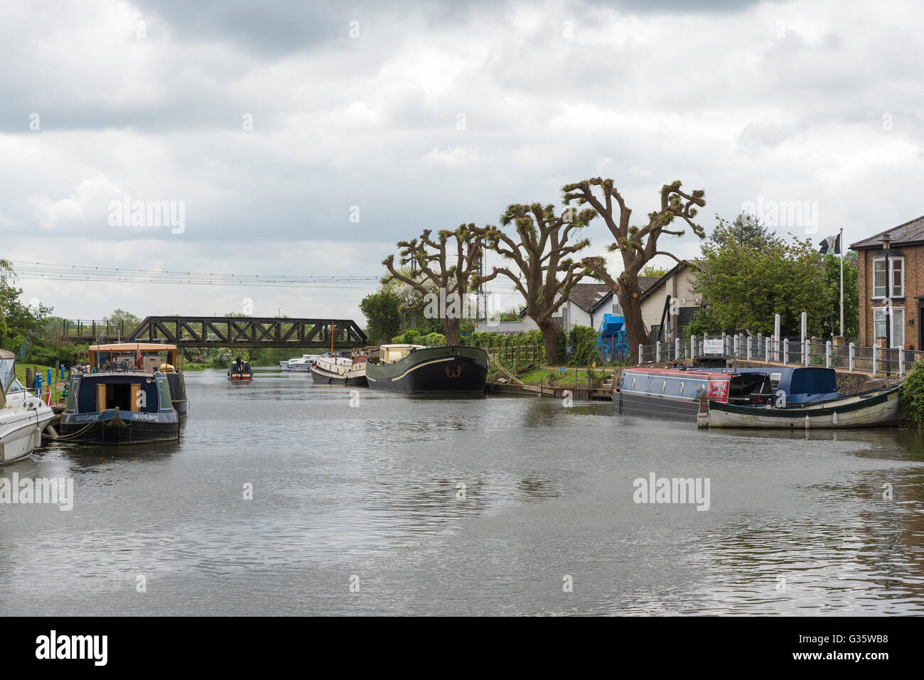 River Great Ouse going upstream to Cambridge from Ely Cambridgeshire England UK Stock Photo