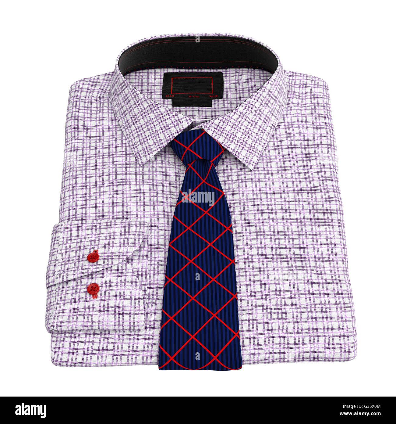 Men's checkered shirt with tie, top view Stock Photo - Alamy