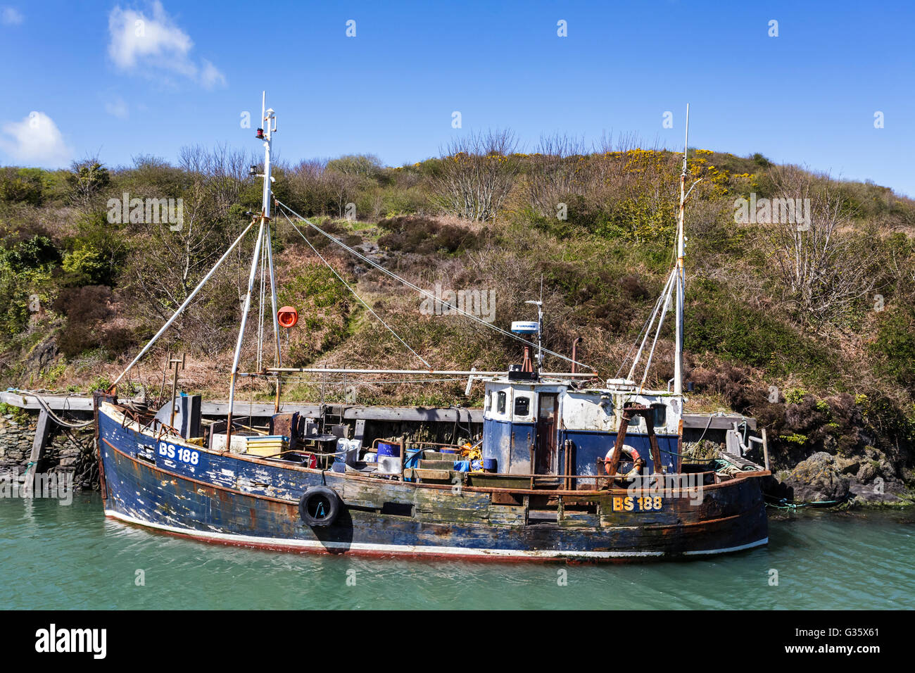 BS 188 Fishing Boat, Amlwch Port, Anglesey, North Wales Uk Stock Photo