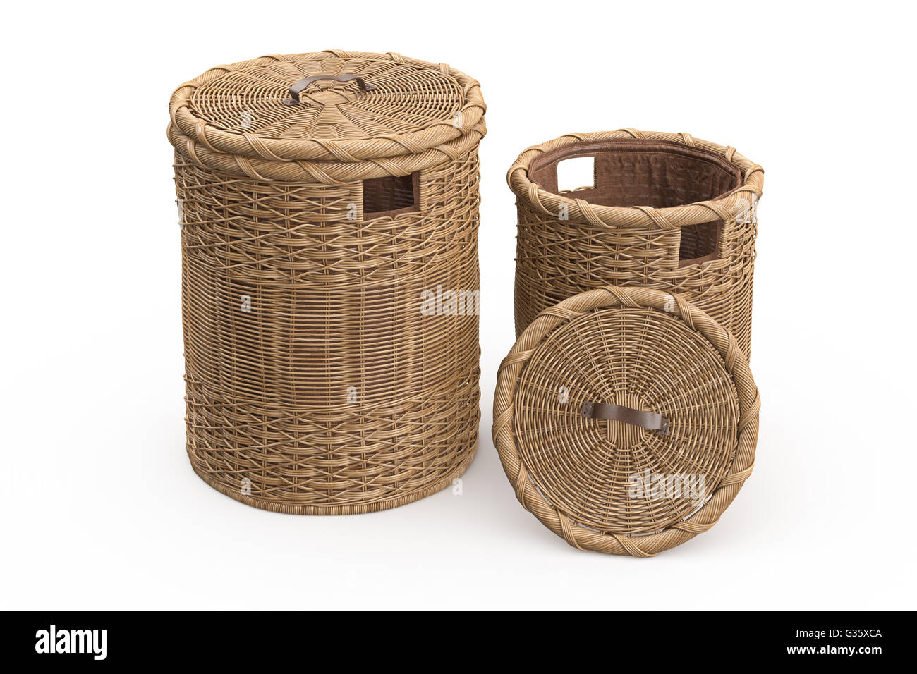 Round wicker baskets decorative Stock Photo Alamy