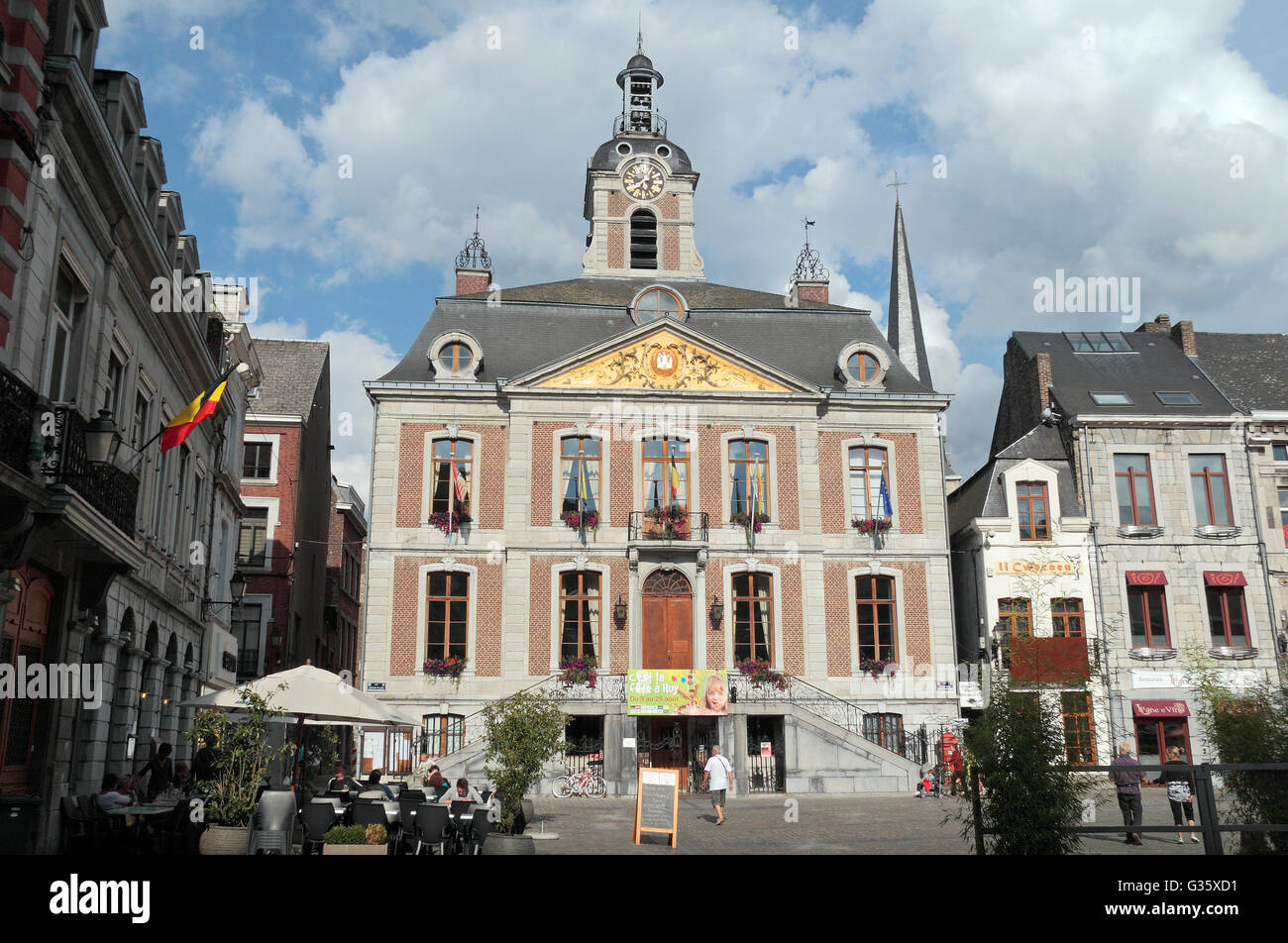 The Town Hall ( Grand Place, Huy, Walloon Region, Province of Liege, Belgium. Stock Photo