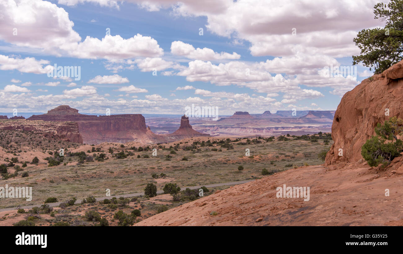 View from Whale Rock, in the Islands in the Sky District of Canyonlands National Park, near Moab, Utah. Stock Photo