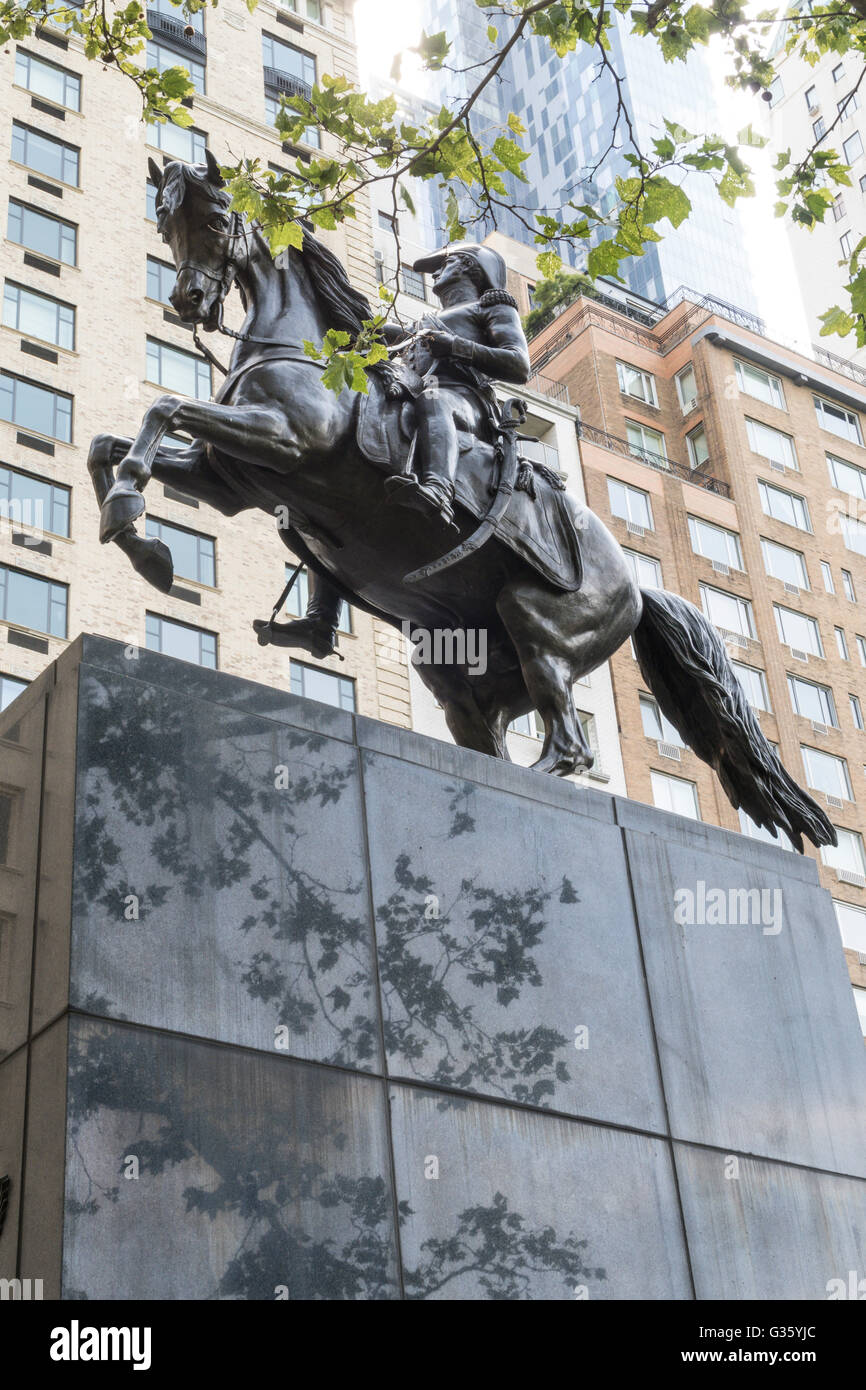 General Jose de San Martin Sculpture, Central Park, NYC Stock Photo