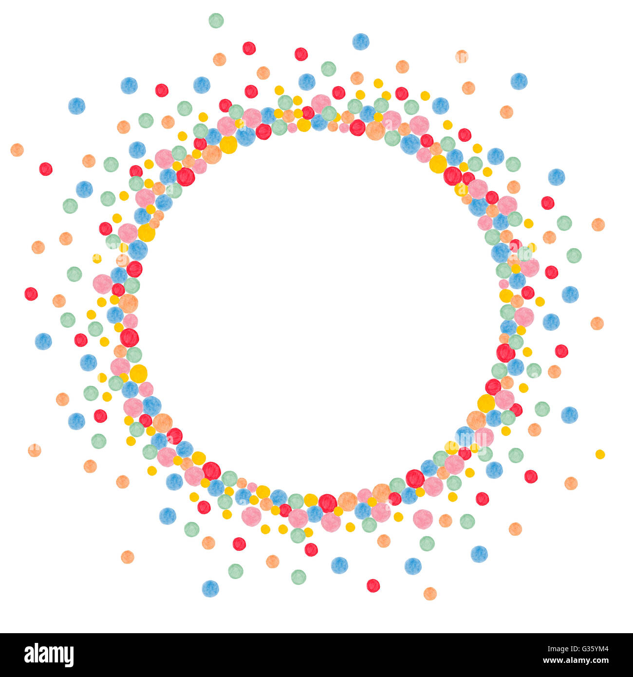 Round Frame Made From Many Painted Colorful Dots Stock Photo Alamy