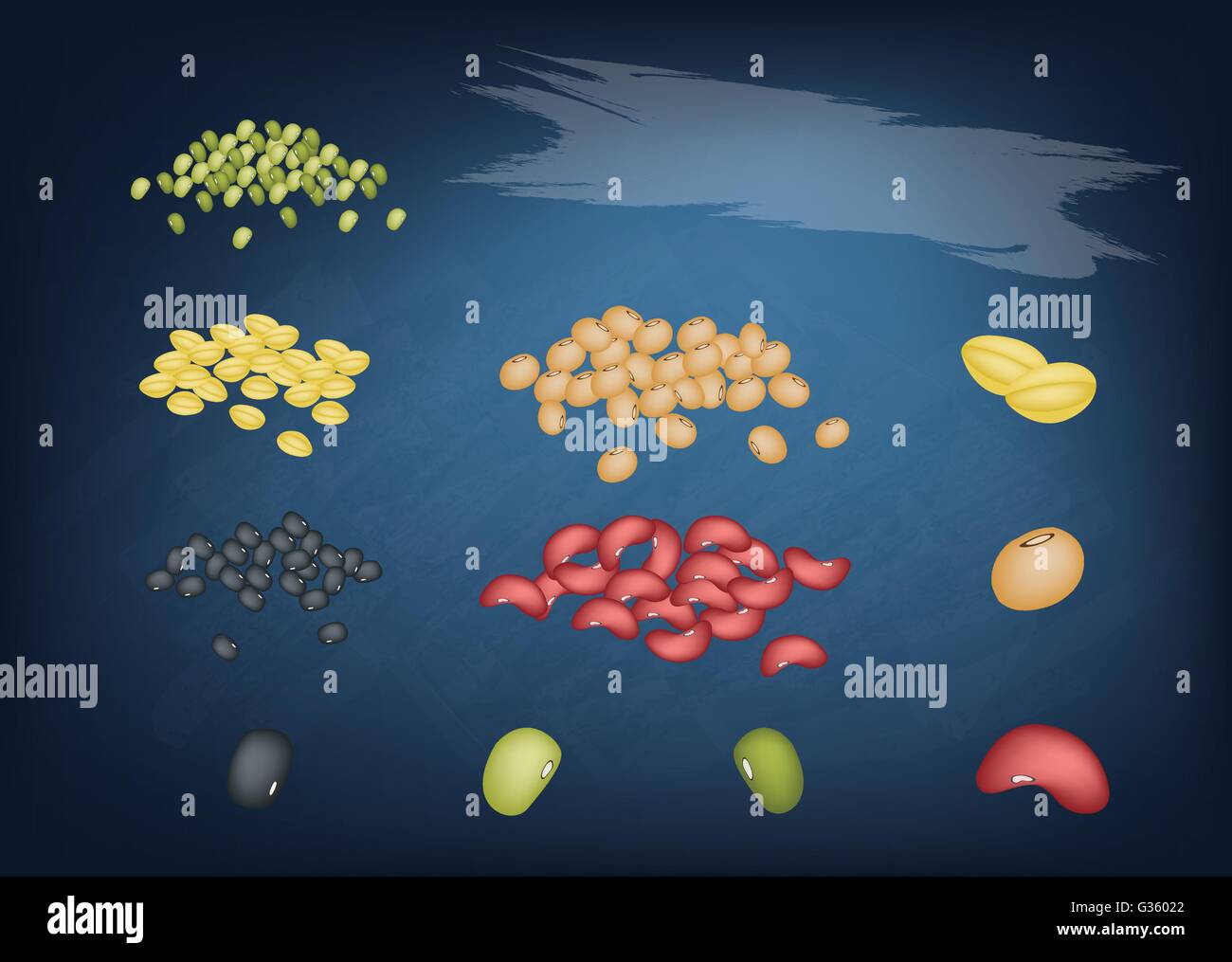 Collection of Different Dried Beans, Mung Bean, Kidney Bean, Black Eye