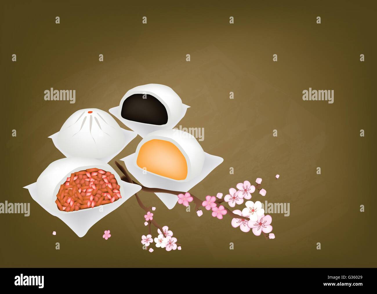 Chinese Cuisine, Illustration of Chinese Steamed Bun on Chalkboard. One of Most Popular Dumplings in China. Stock Vector