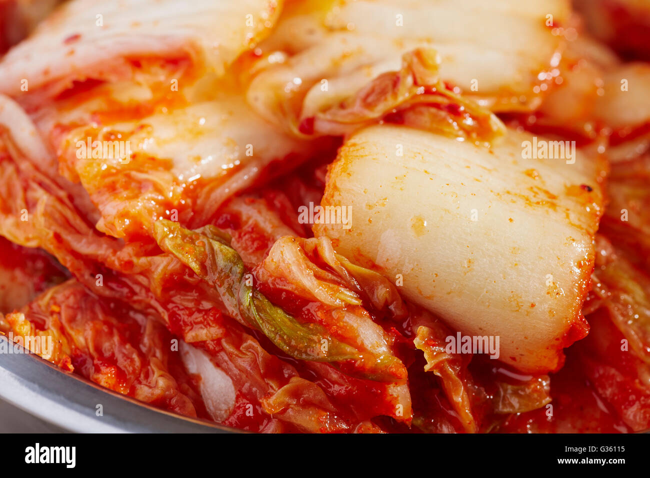 Napa Cabbage Kimchi, a Korean staple food Stock Photo