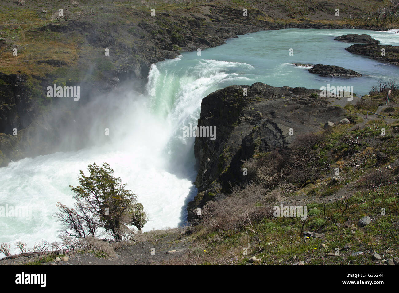 Salto Grande, big waterfall, Torres del Paine National Park, Chile Stock Photo