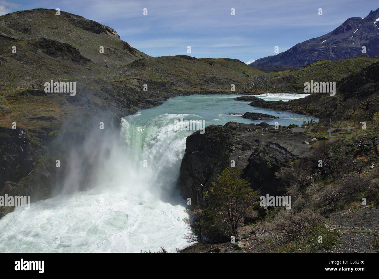 Salto Grande, big waterfall, Torres del Paine National Park, Chile Stock Photo