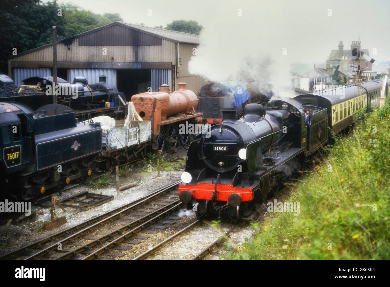 U Class 31806 steam train Mid-Hants Railway Watercress steam line. Hampshire. England. UK. Europe Stock Photo