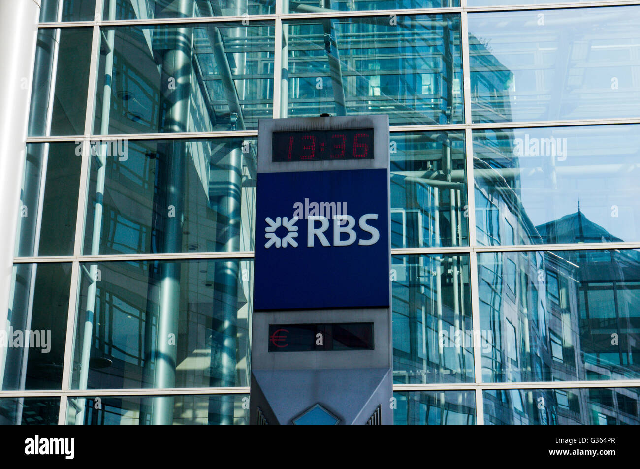 RBS logo on Royal Bank of Scotland offices, London. Stock Photo