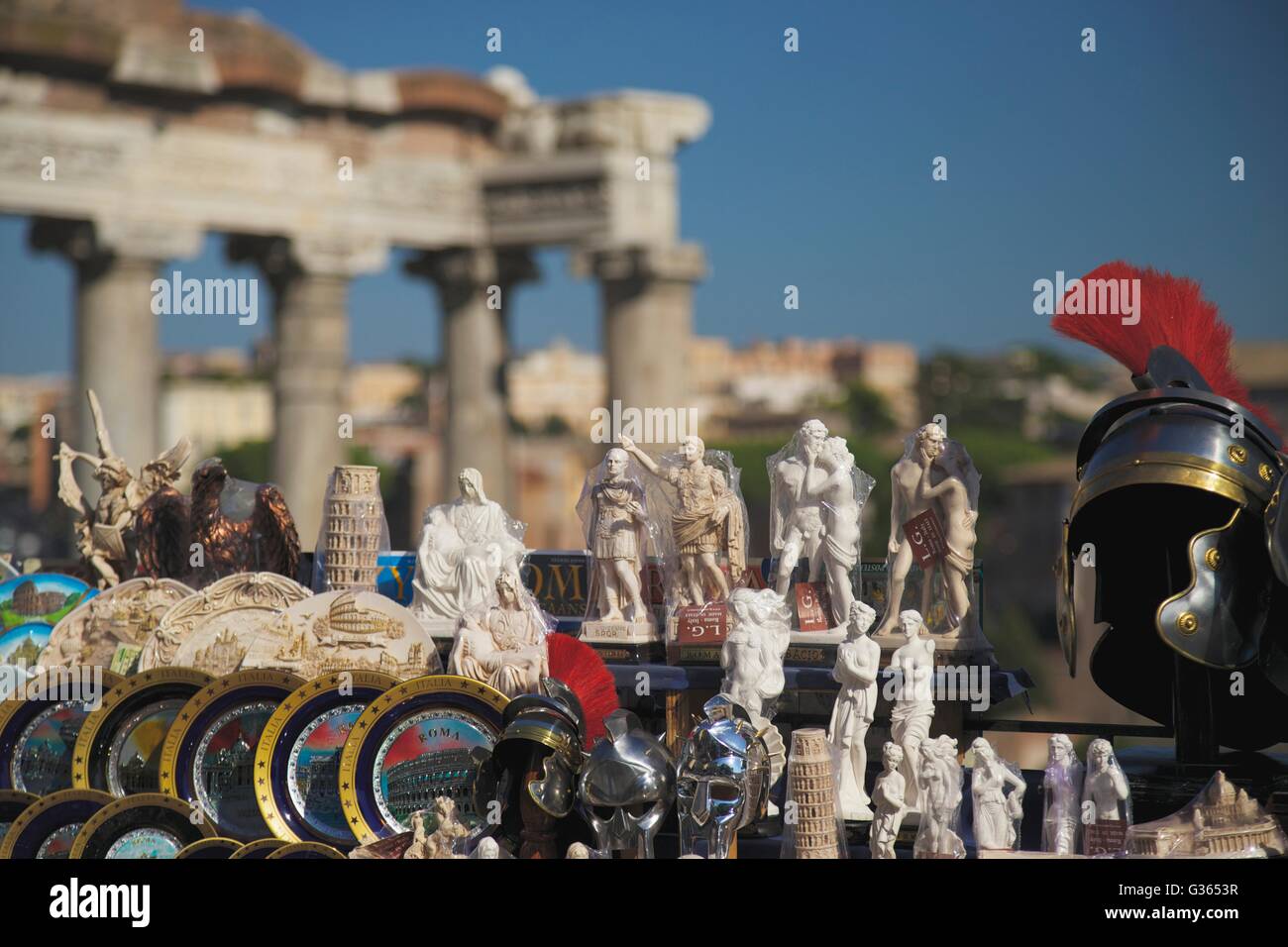 Souvenirs for sale in the Roman Forum, Rome, Italy, Europe Stock Photo