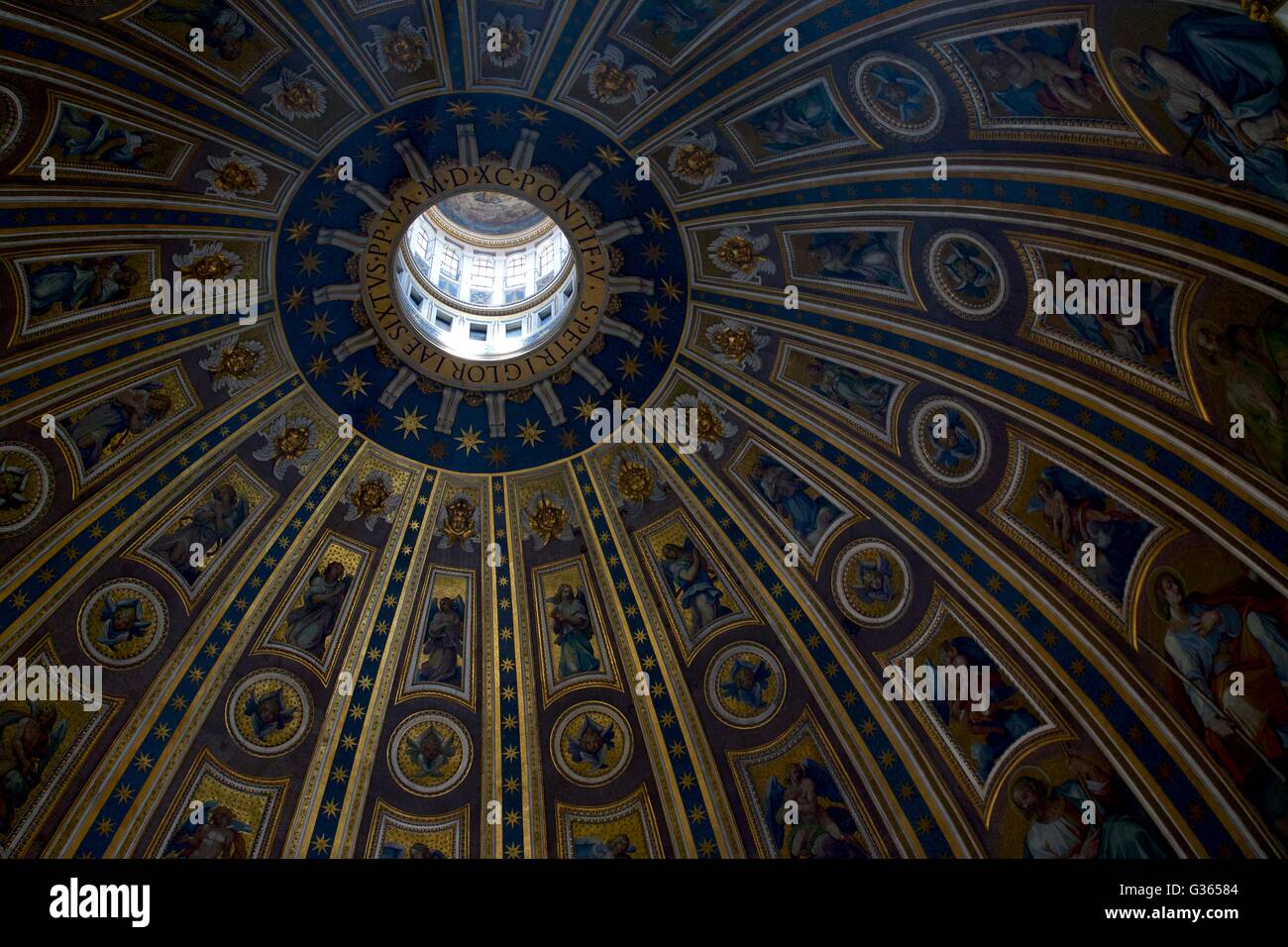 Interior view of dome of St Peter's Cathedral, by Michelangelo, Vatican, Rome, Italy, Europe Stock Photo