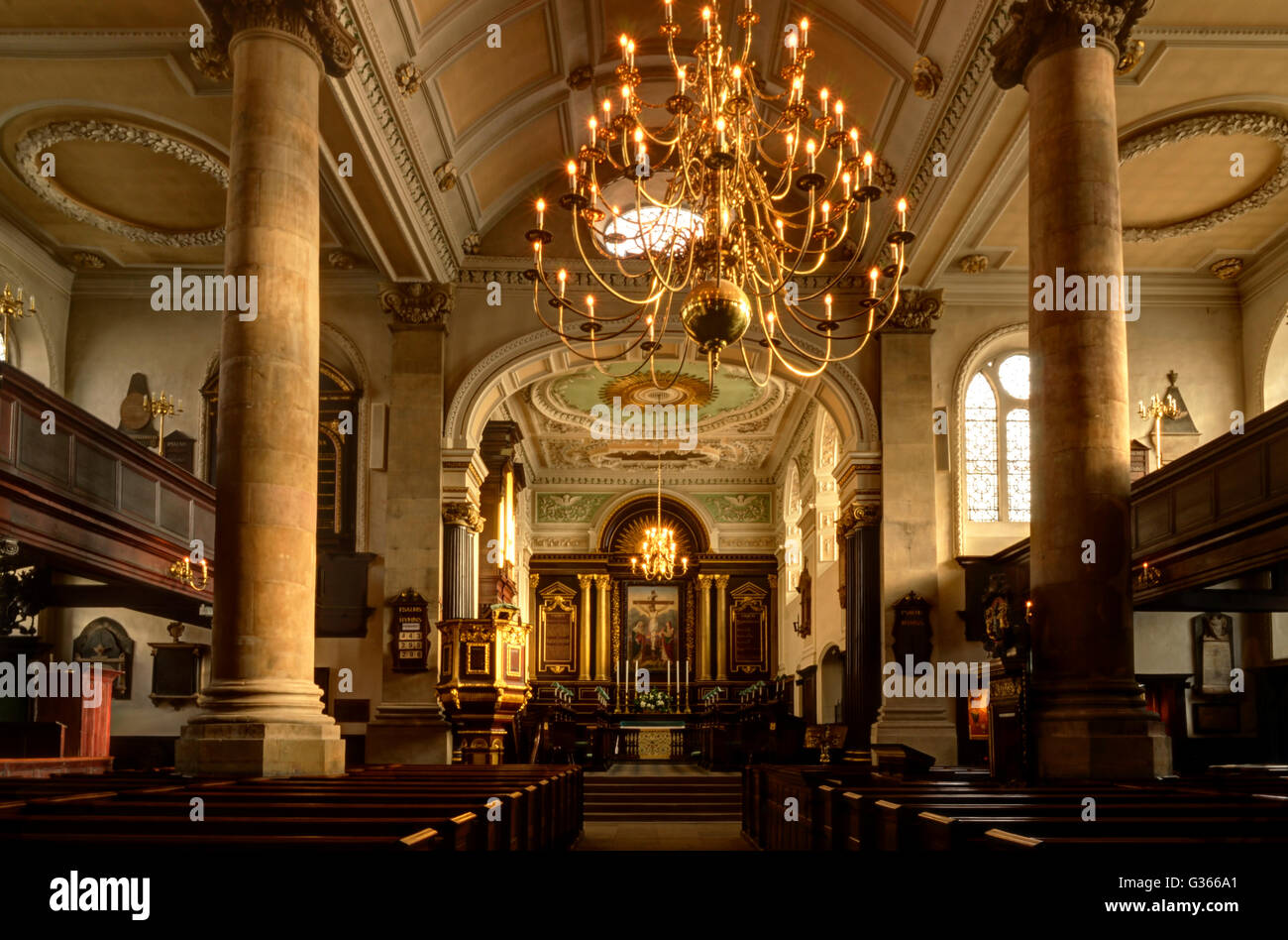 Interior shot of All Saints Church Northampton UK - Stock Photo