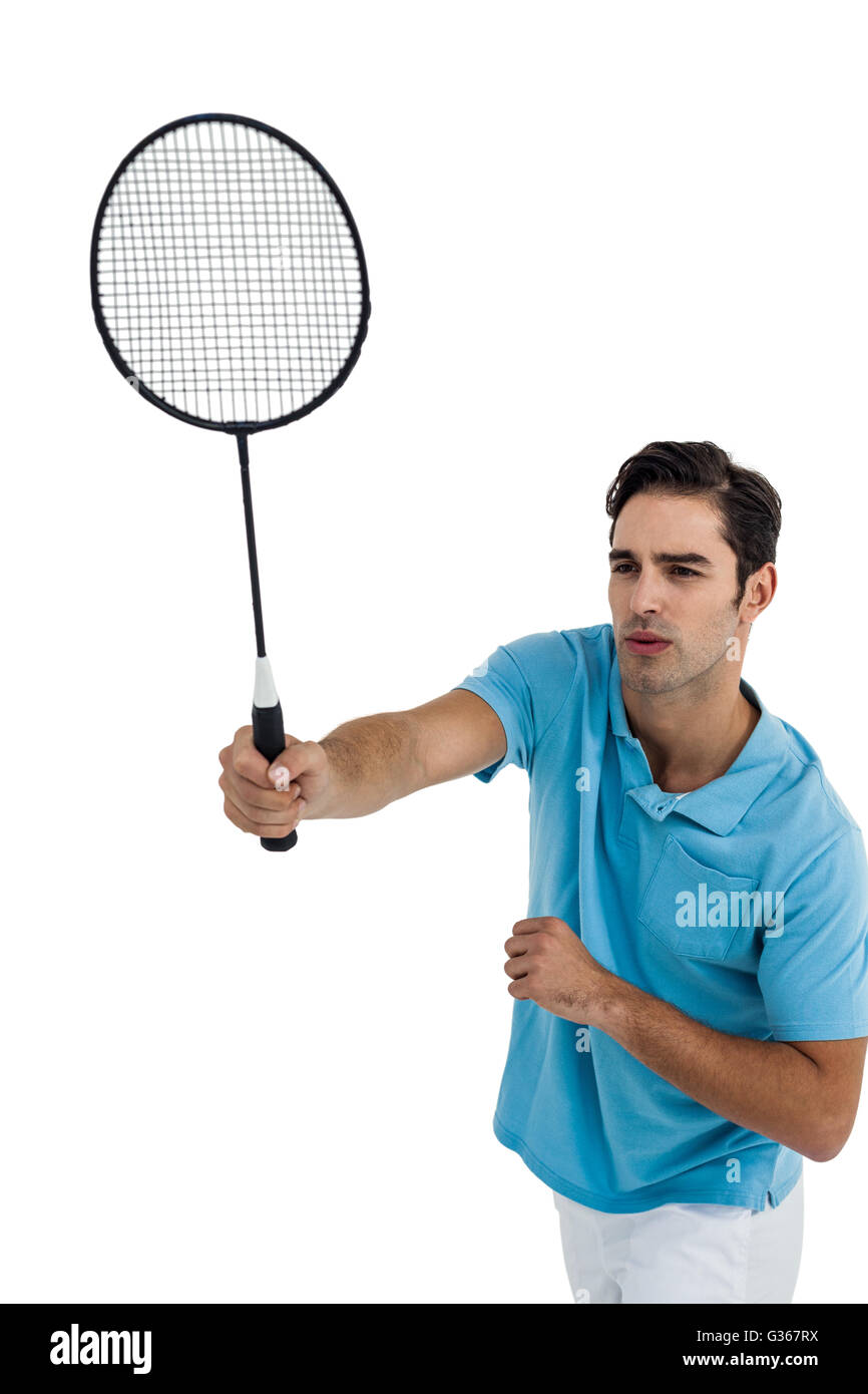 Badminton player playing badminton Stock Photo