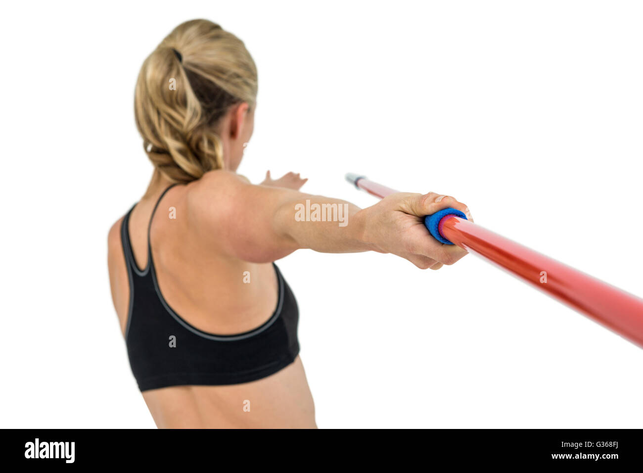 Athlete preparing to throw javelin Stock Photo
