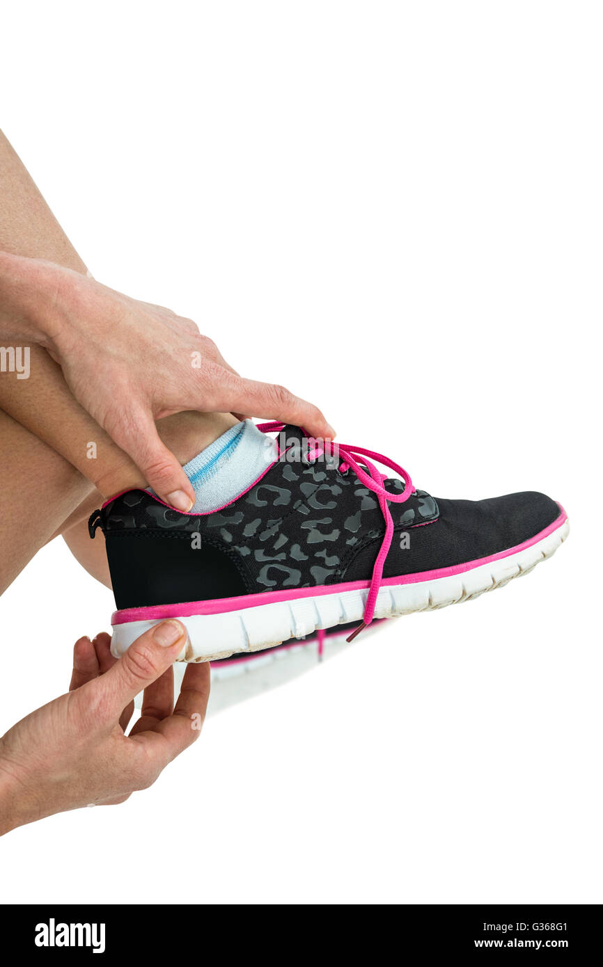 Athlete wearing trainer shoes Stock Photo Alamy