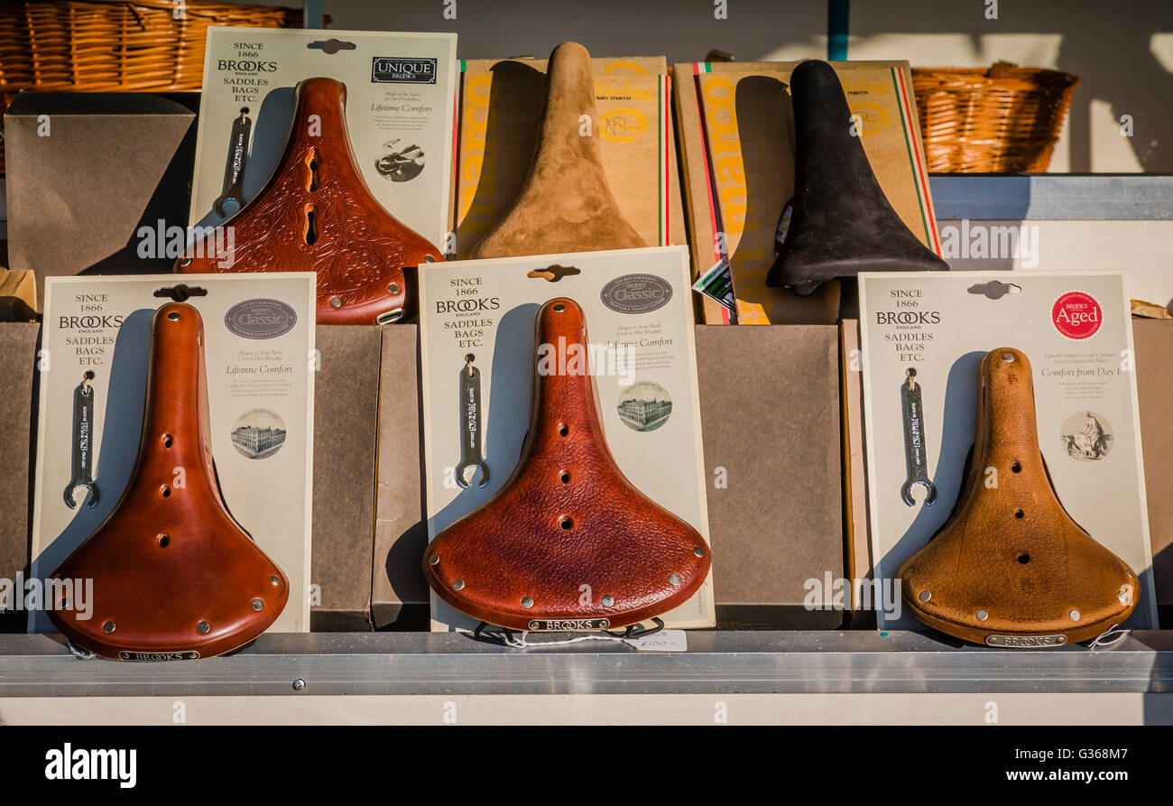 Classic Brooks leather cycle saddles on 