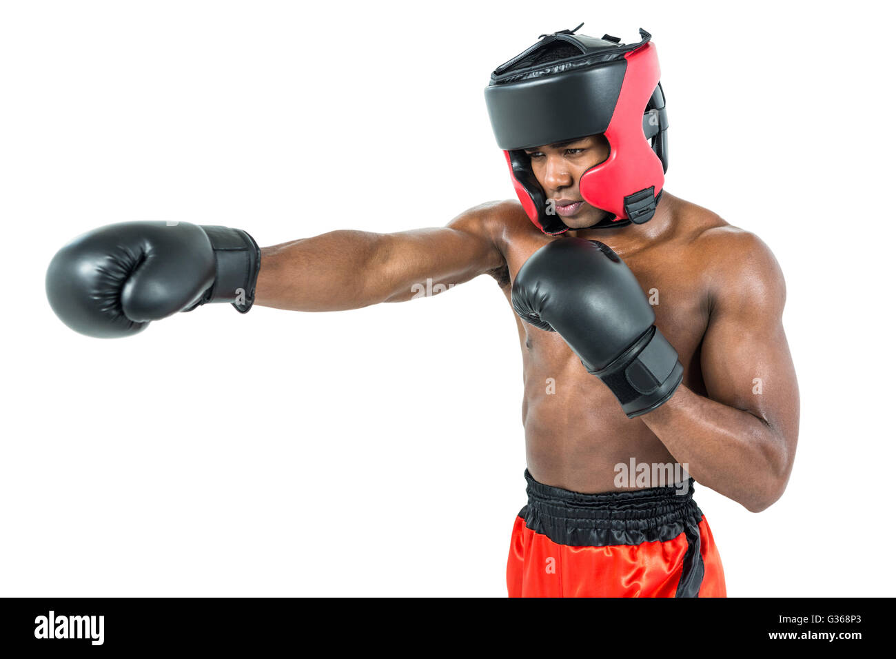 Boxer performing upright stance Stock Photo