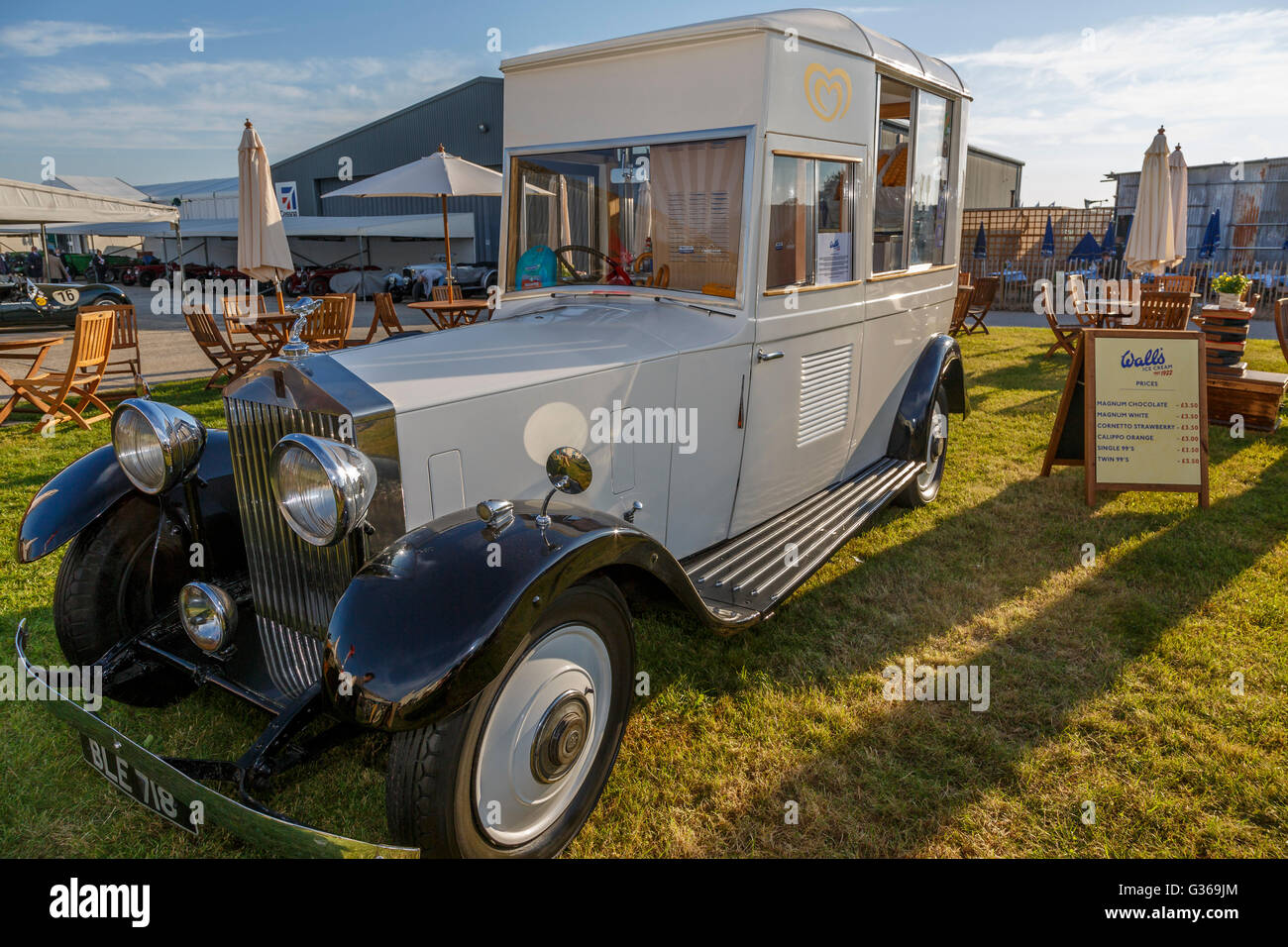1935 Roll Royce 20/25 Tourer converted to an Ice-Cream van at the 2015 Goodwood Revival, Sussex, UK. Stock Photo