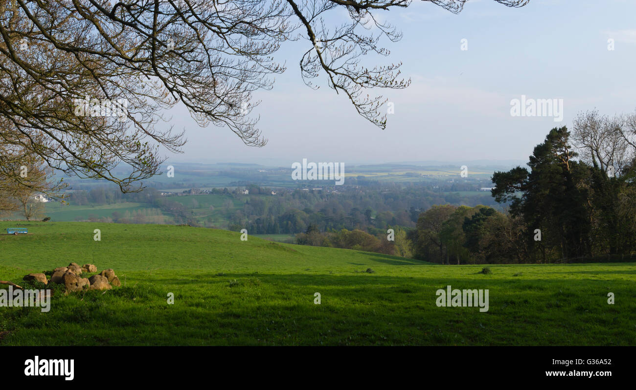 Scottish Borders - Wallace Statue, Bemersyde. View from walk to Drybergh. Stock Photo