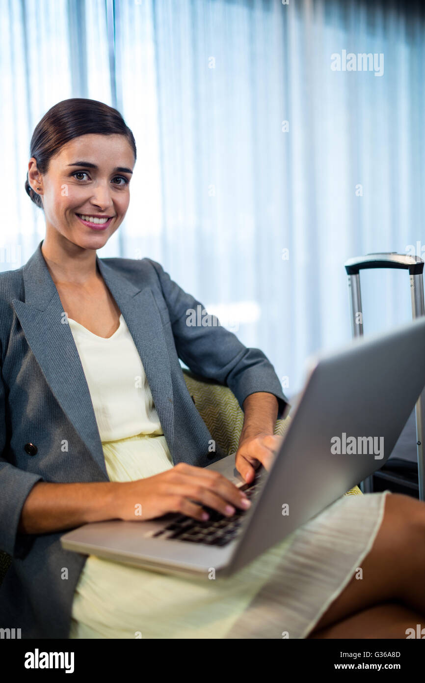 Businesswoman using a computer Stock Photo