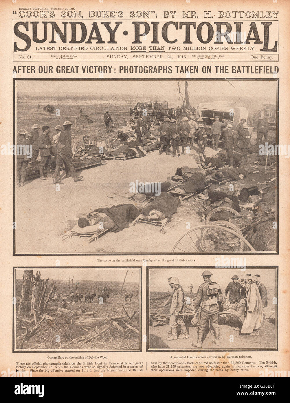 1916 Sunday Pictoriall British victory at Ginchy Stock Photo