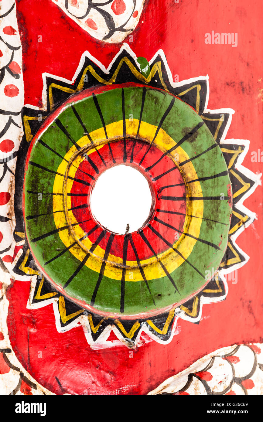 detail of african tribal painted colorful wood Stock Photo