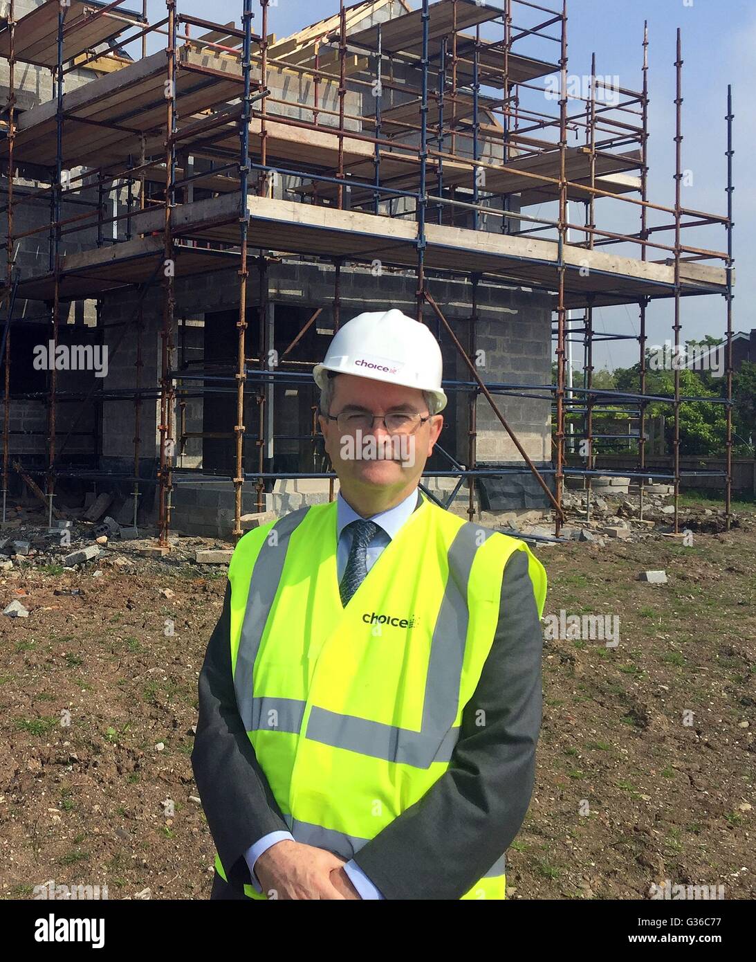 European Investment Bank Vice President Jonathan Taylor at a social housing project at Greenisland, Co Antrim, as Mr Taylor warned that the current record levels of infrastructure investment in the UK by the European Union's bank are unlikely to be sustained in the event of a Brexit. Stock Photo