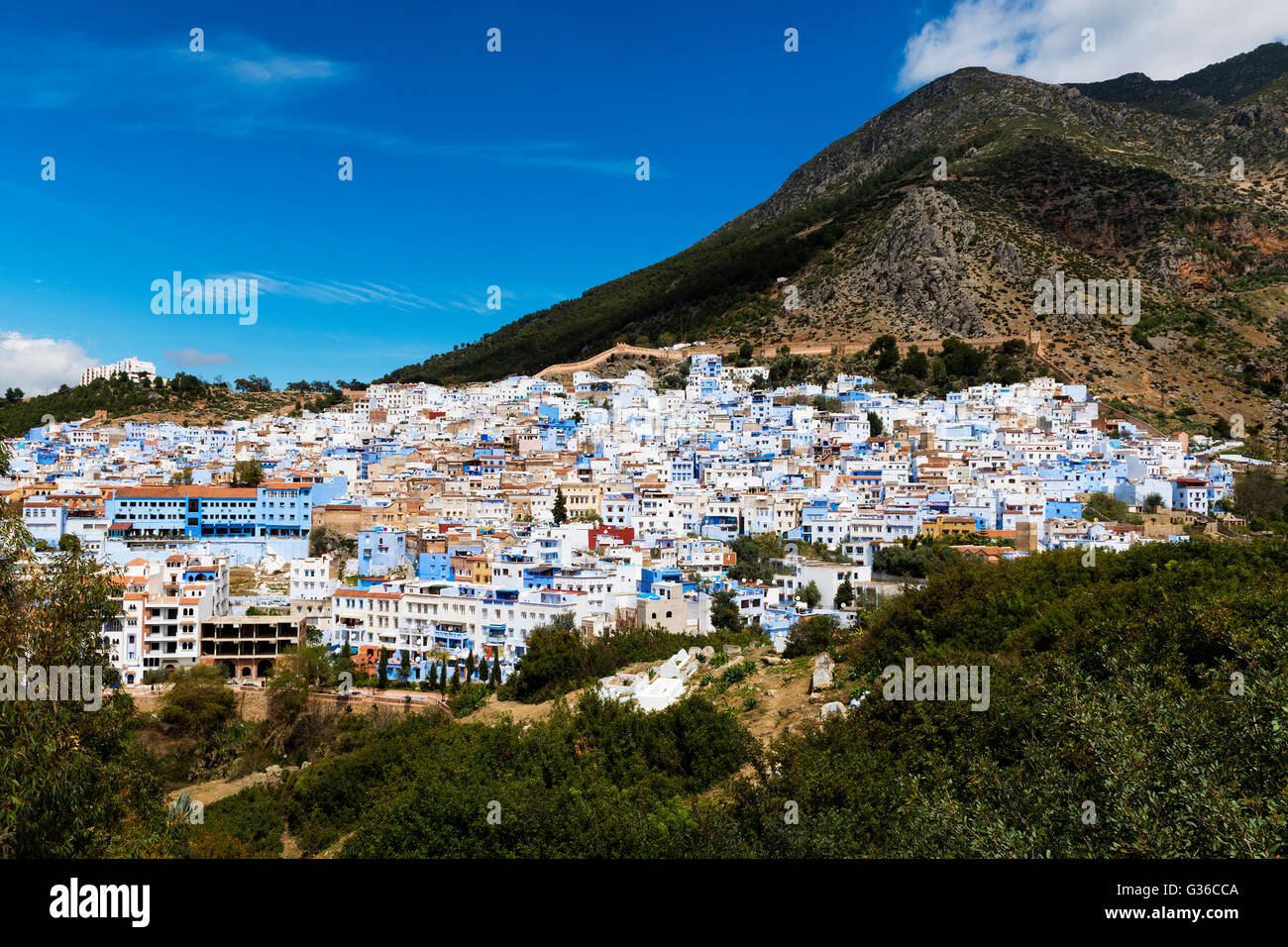 View of the town of Chefchaouen, in Morocco Stock Photo