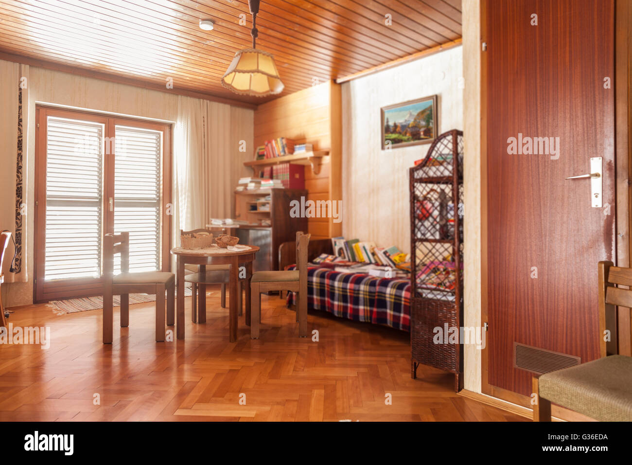 Interior of an austrian house with old retro furniture ready for
