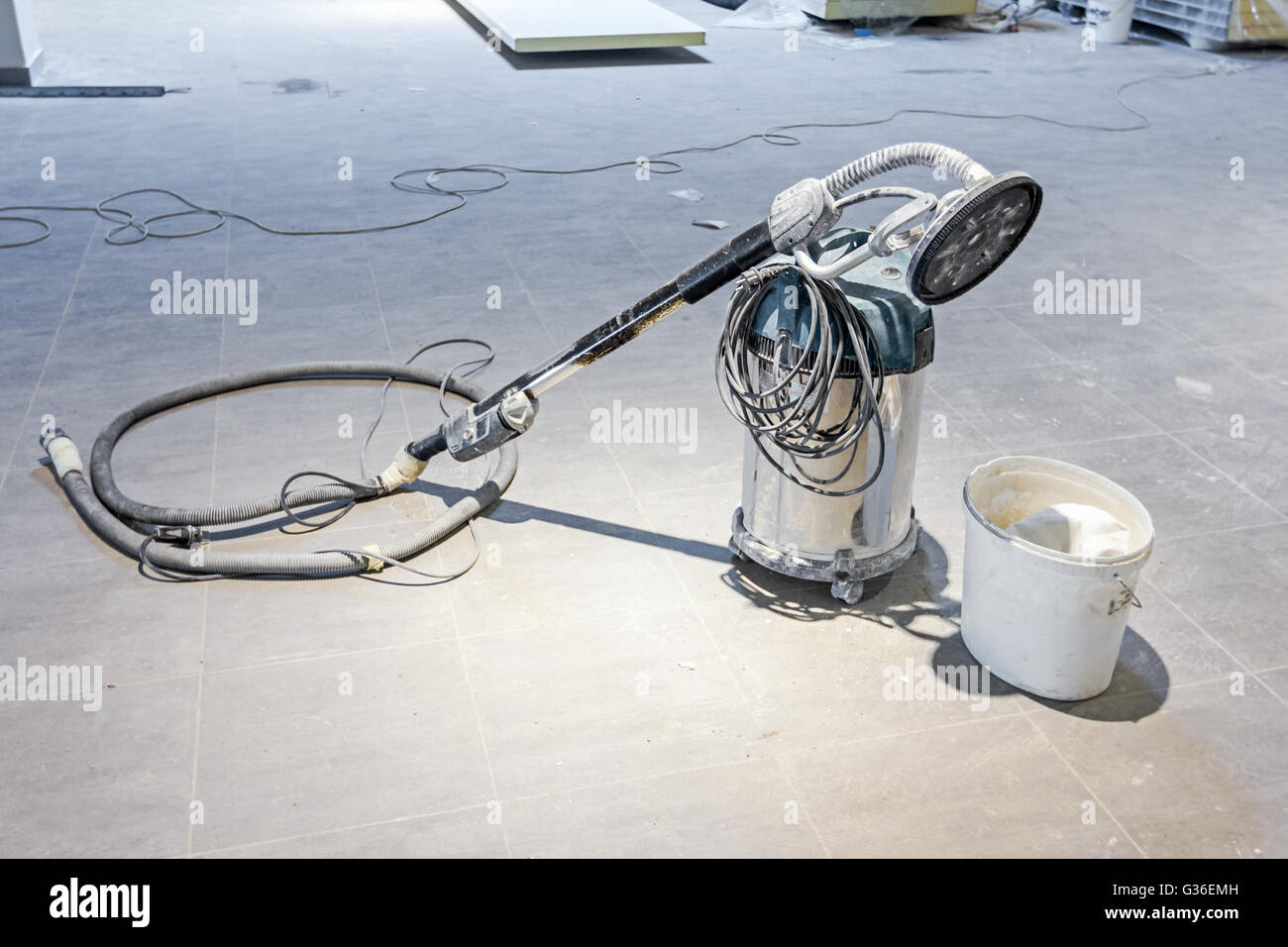 Powerful Industrial vacuum cleaner with a rotary brush head Stock Photo
