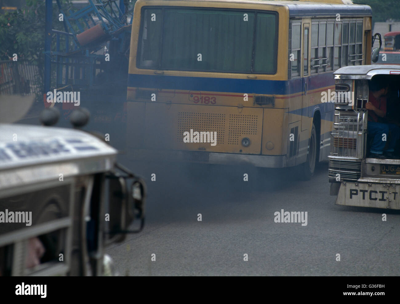 Manila Philippines Bus Exhaust Fumes Stock Photo