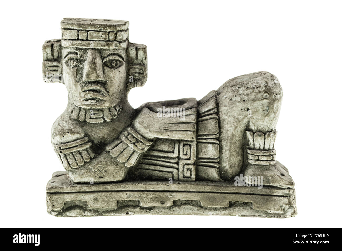 Aztec Chac Mool reproduction isolated over a white background Stock Photo