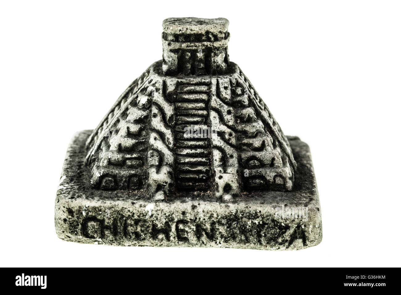 a ziggurat pyramid miniature isolated over a white background Stock Photo