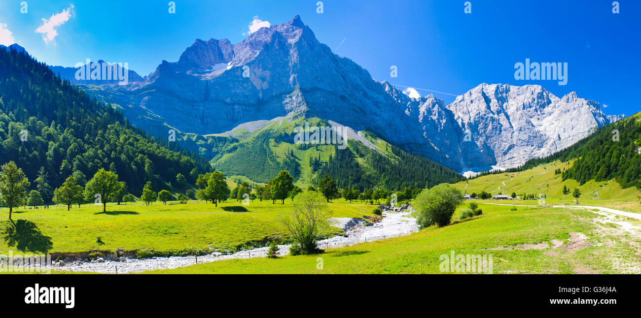 panorama landscape with alps mountains in Bavaria, Germany Stock Photo