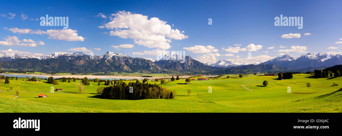 panorama landscape with alps mountains and lake in Bavaria, Germany Stock Photo