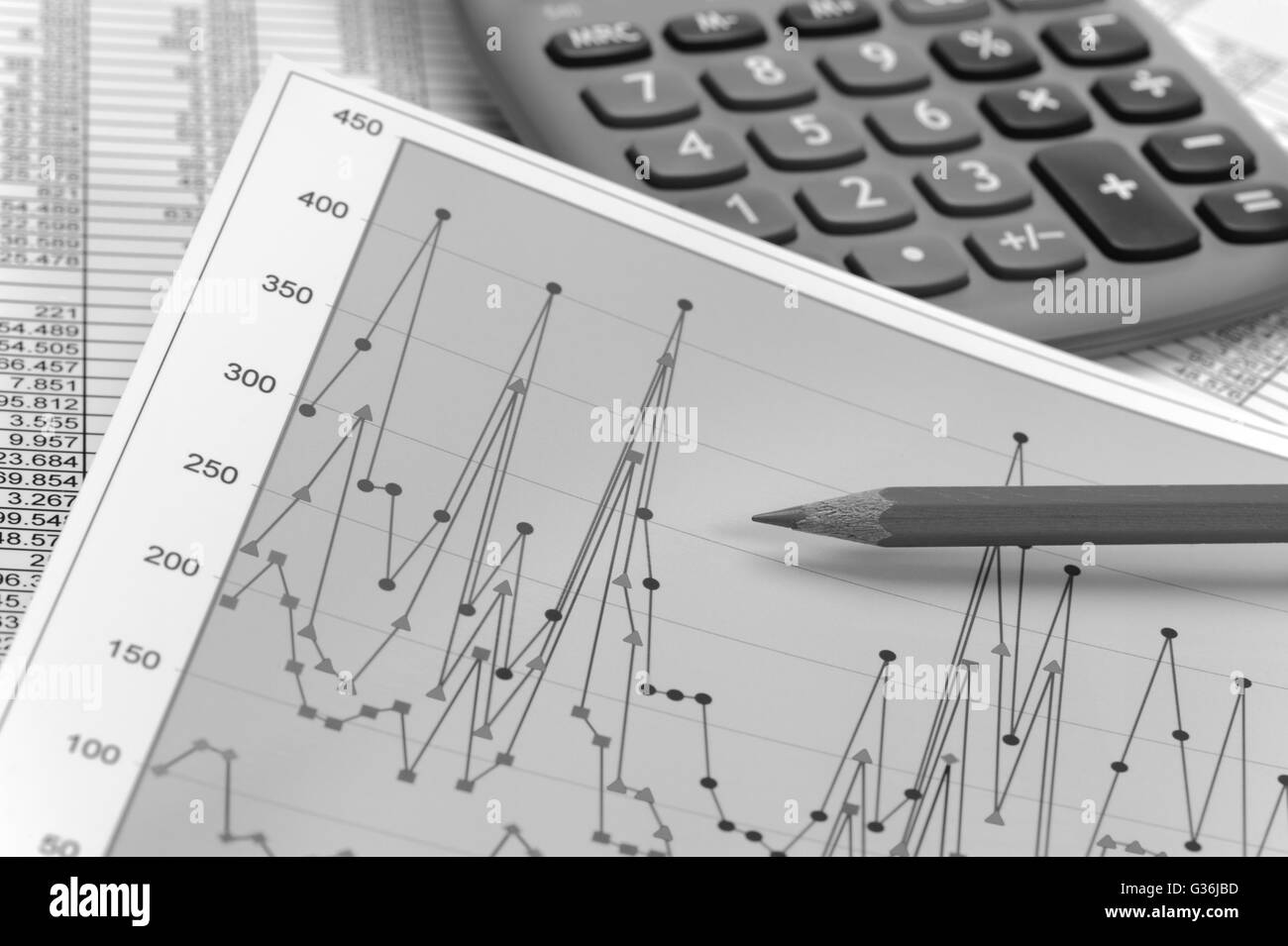chart of financial budget calculation Stock Photo