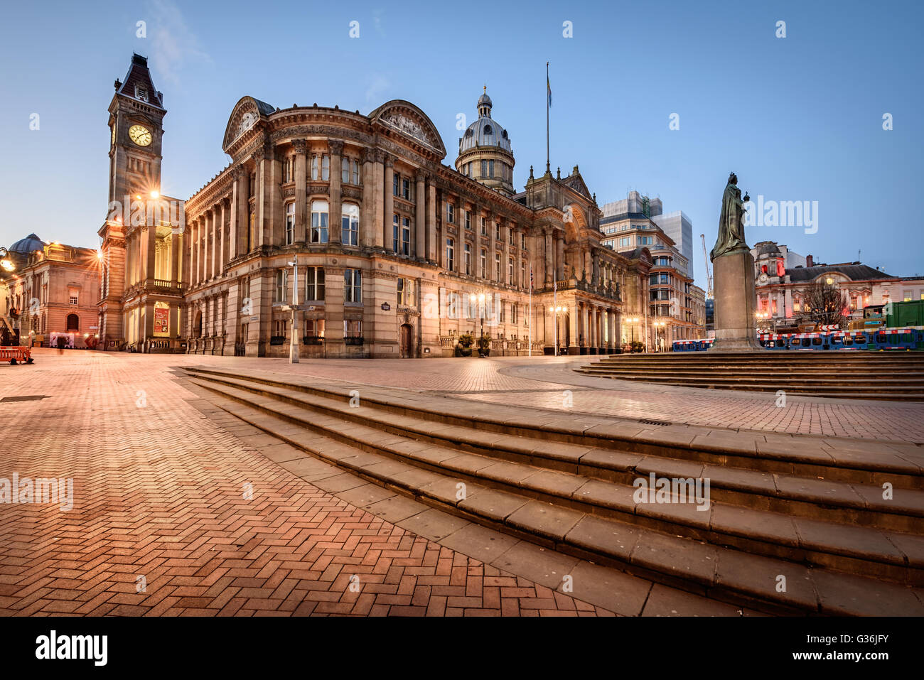 Birmingham Town Hall is a concert hall and  popular for assemblies  and situated in Victoria Square, Birmingham, England. Stock Photo