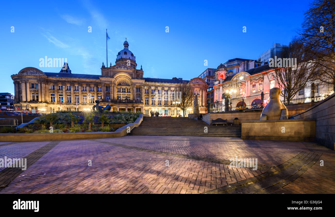 Birmingham Town Hall was also the first significant work of the 19th century revival of Roman architecture Stock Photo