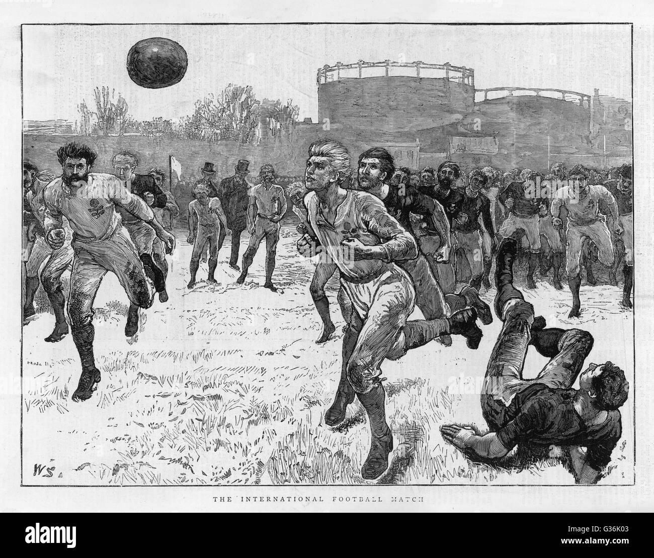 England defeat Scotland 1 - 0 in a football match at the Oval, London         Date: 5 February 1872 Stock Photo